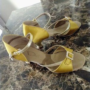 Gold Ballroom Dancing Shoes, Size 35